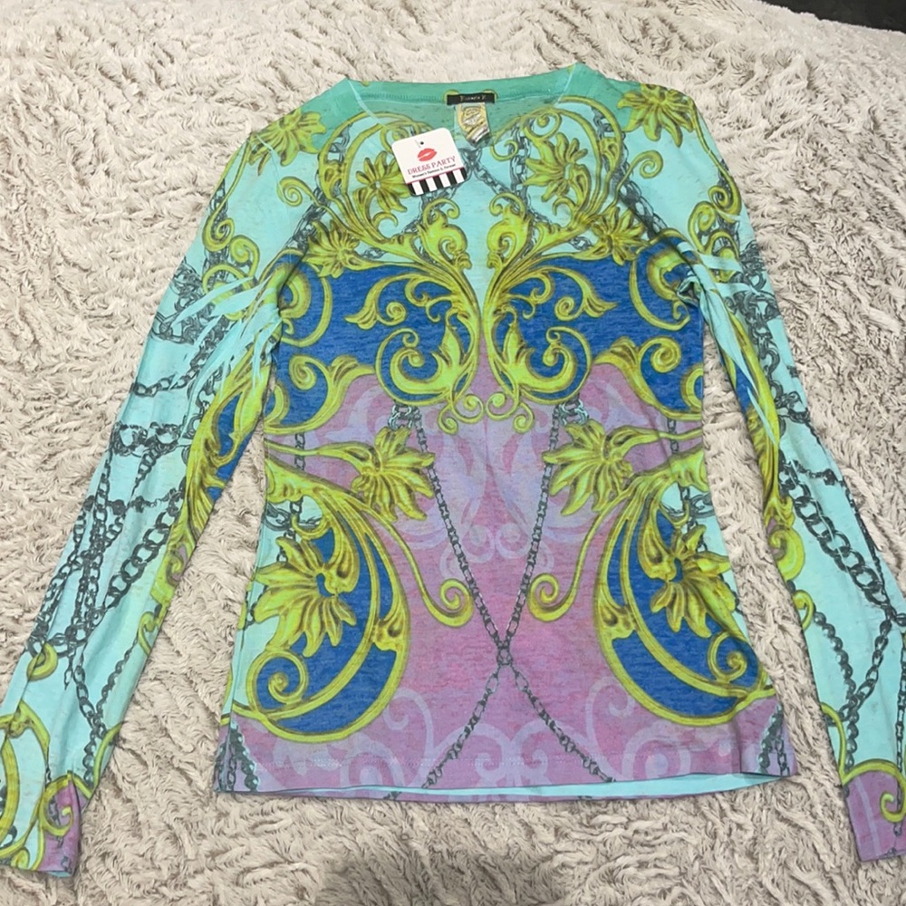 Blue Chain Pattern Blouse